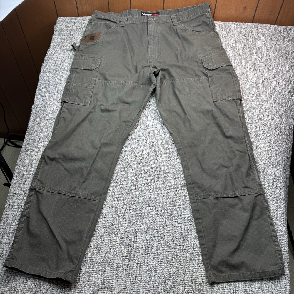 Wrangler RIGGS Workwear Pants Mens 42x32 Ripstop Double Knee Cargo Green